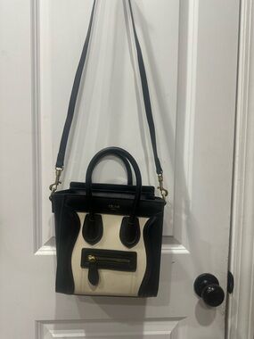 Celine Black & Cream Mini Luggage Tote - Celine